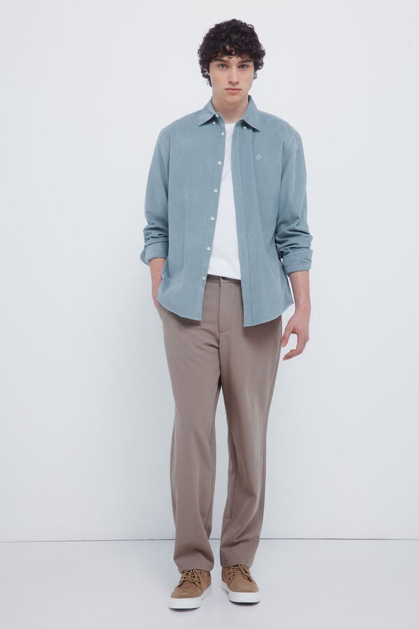 Springfield Camisa de micro veludo cotel&ecirc; verde