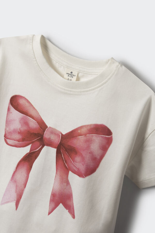 Springfield Kids T-shirt com laço de menina branco