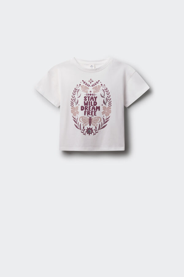 Springfield Kids Camiseta manga curta para menina Stay Wild bege