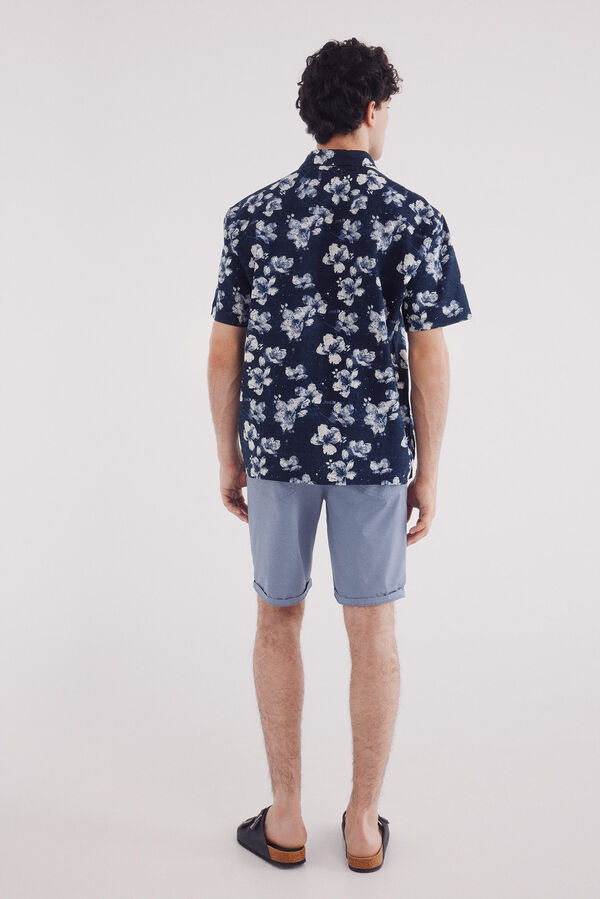 Springfield Bermuda cor clara lavada slim fit azul