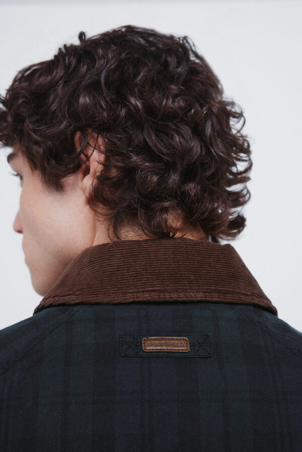 Springfield Parka xadrez com gola de veludo cotelê verde