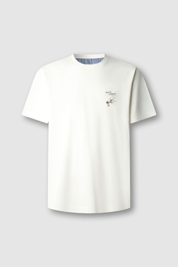 Pepe Jeans T-shirt de manga curta estampada bege