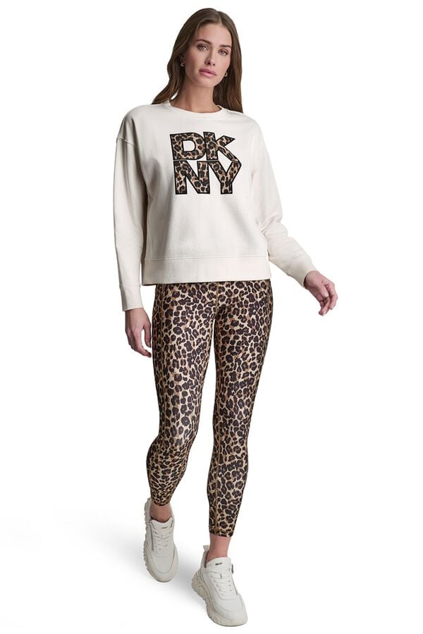 DKNY Sweatshirt gola redonda logo bege