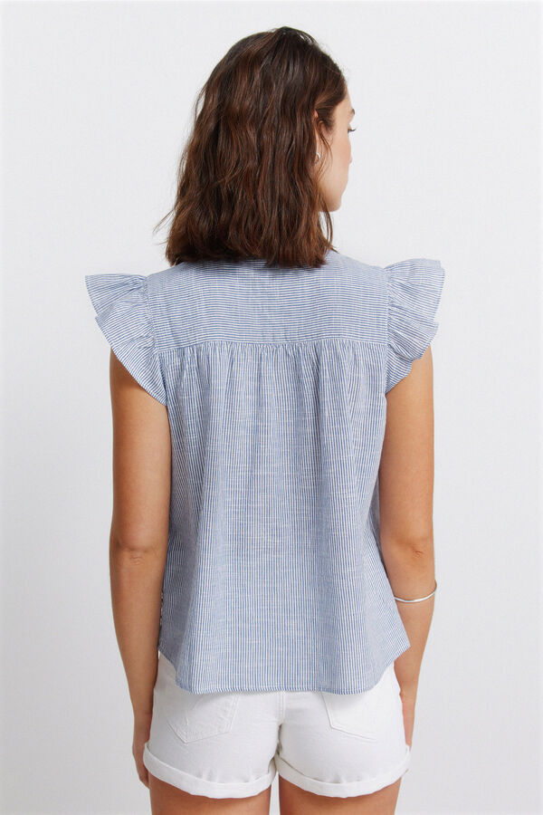 Springfield Blusa com folhos em plumeti azul