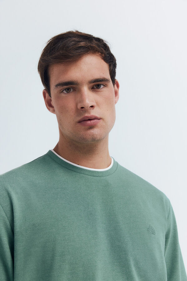 Springfield T-shirt manga manga dupla mescla verde