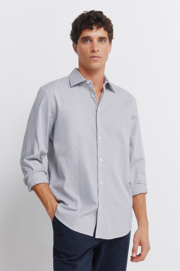 Springfield Camisa social com estrutura de f&aacute;cil cuidado cinzento