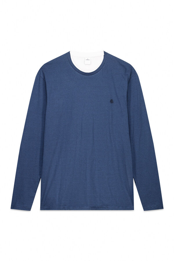 Springfield T-shirt manga com micro listras duplas azul