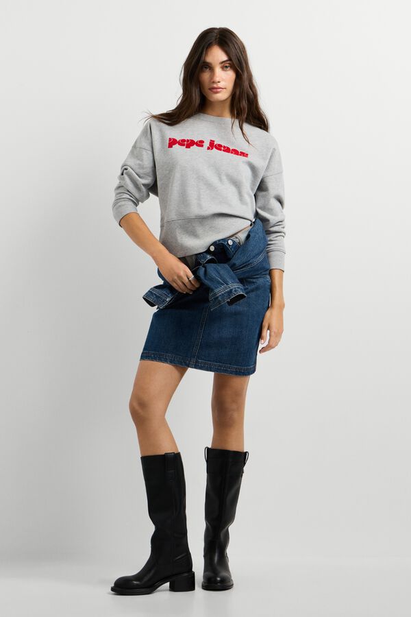 Pepe Jeans Sudadera de cuello redondo logo gris