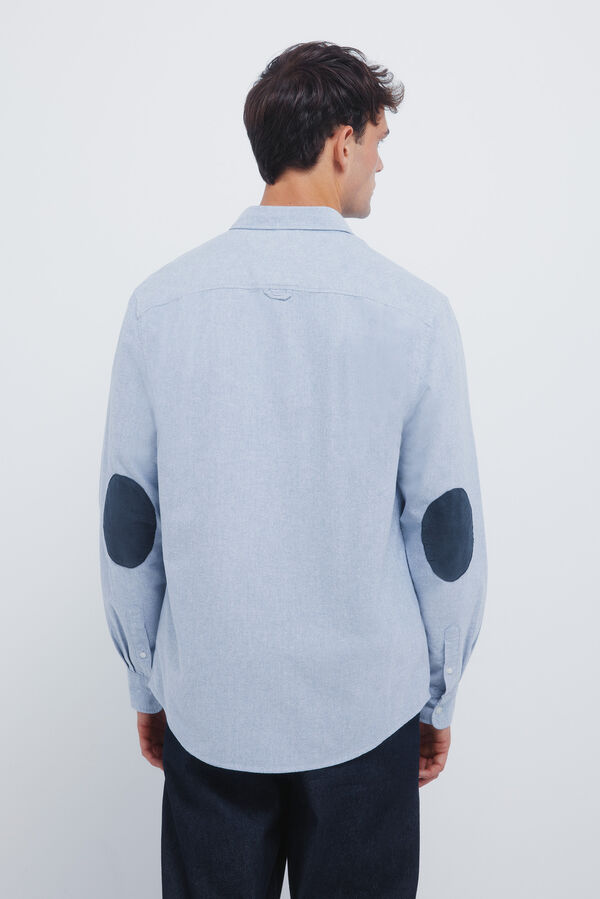 Springfield Camisa oxford com cotoveleiras azul