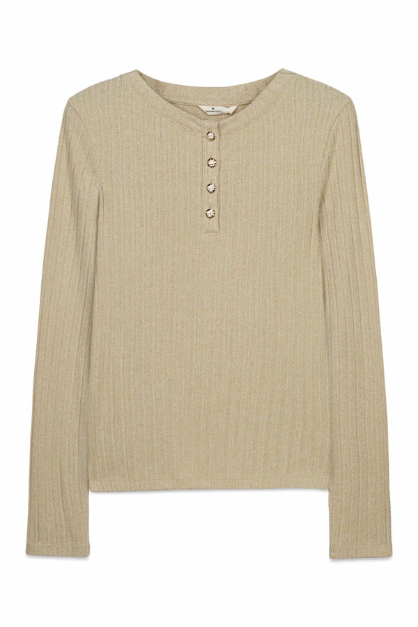 Springfield Camiseta canal&eacute; cuello botones tostado