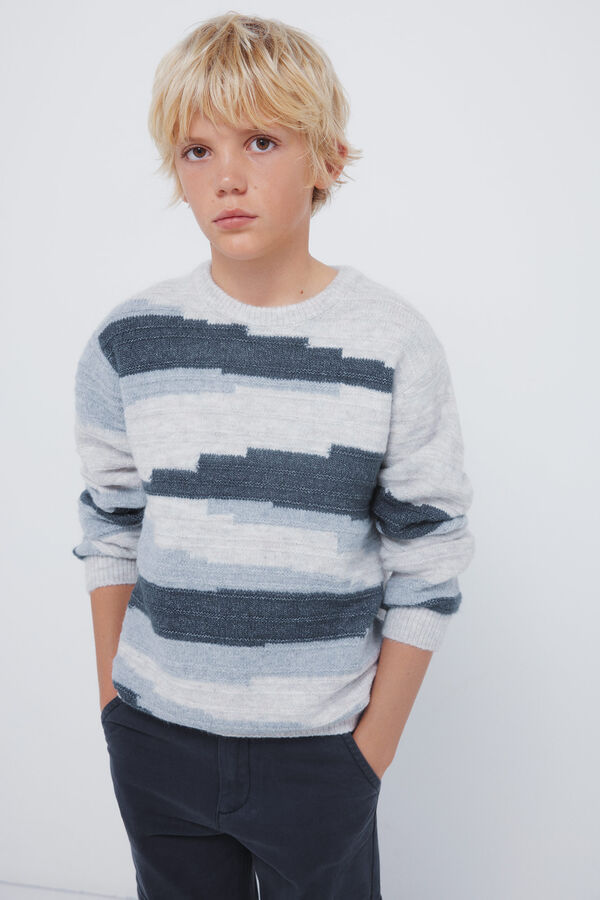 Springfield Kids Camisola com figuras geométricas para meninos azul