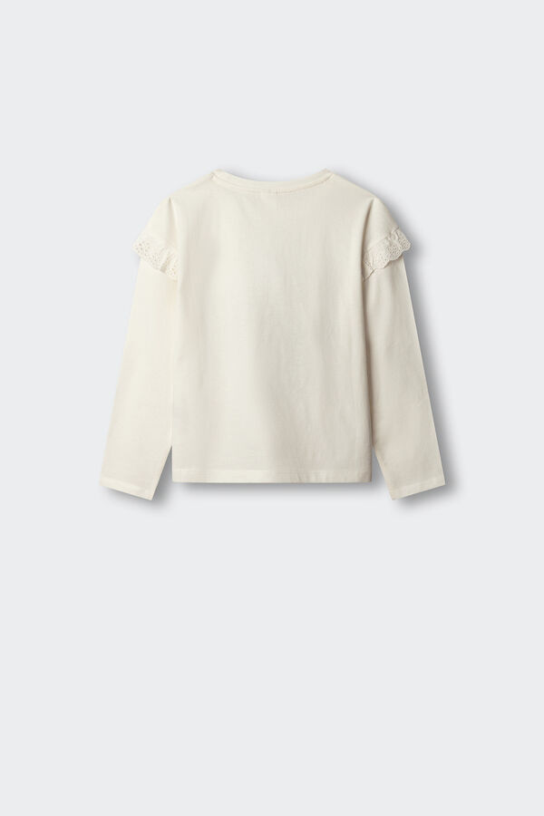 Springfield Kids Camiseta manga larga volante ni&ntilde;a blanco