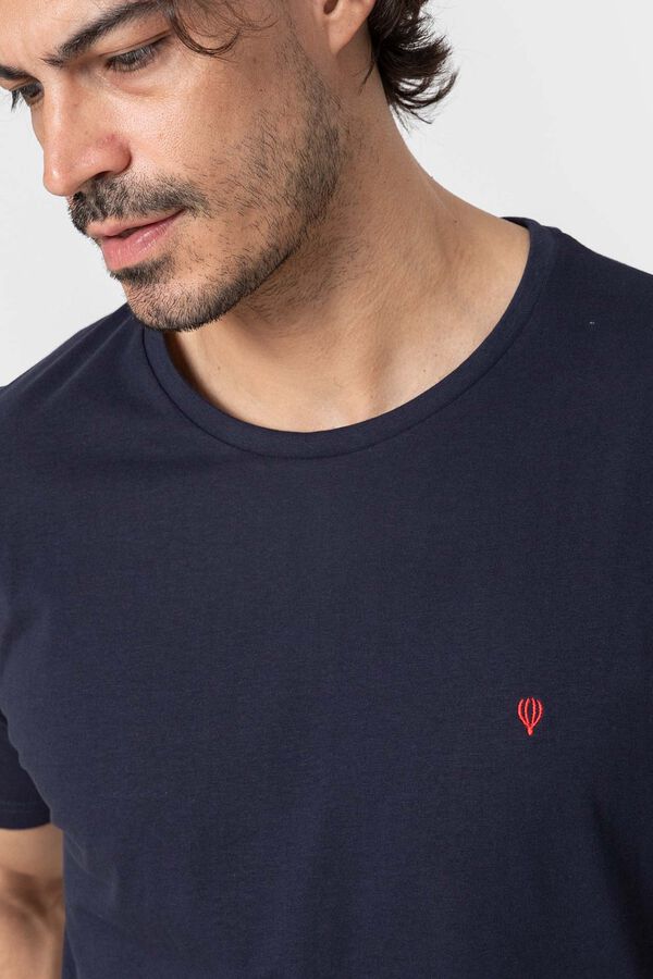 Celopman T-shirt b&aacute;sica lisa de manga curta azul