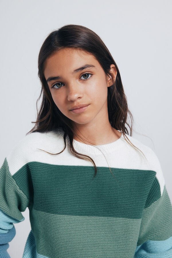 Springfield Kids Camisola às riscas para menina verde