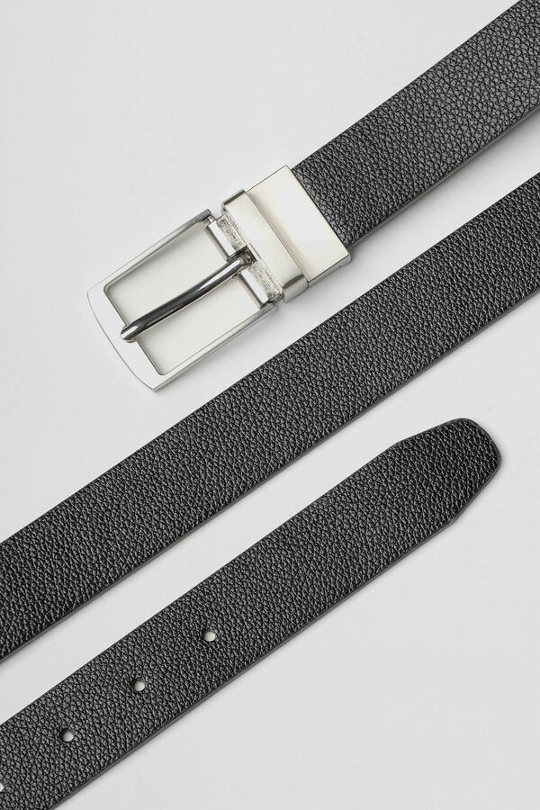 Celopman Cinto reversível com efeito couro preto