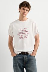 Pepe Jeans T-shirt de manga curta estampada bege