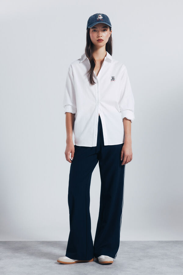 Springfield Camisa oversized bordado osito blanco