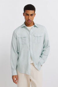 Springfield Camisa lino viscosa bolsillos