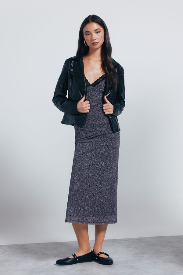 Springfield Vestido midi lingerie preto