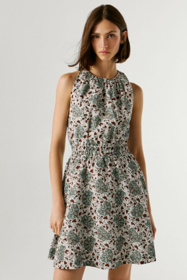 Pepe Jeans Vestido curto gola halter azul