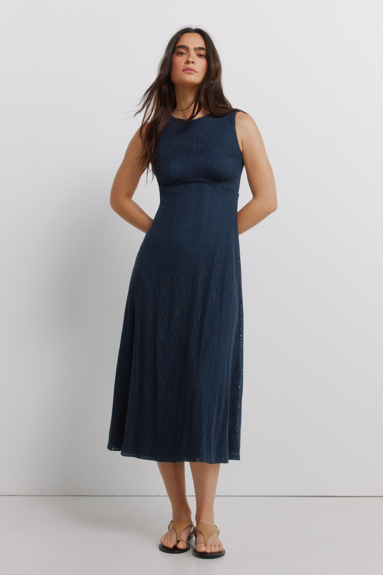 Springfield Vestido midi de al&ccedil;as bordado