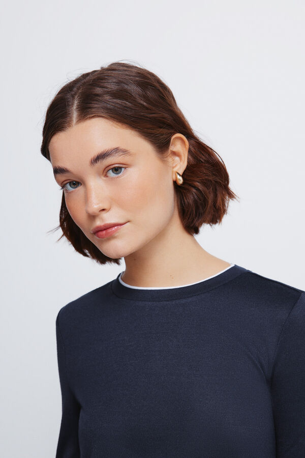 Springfield Soft touch double garment effect T T-shirt blue