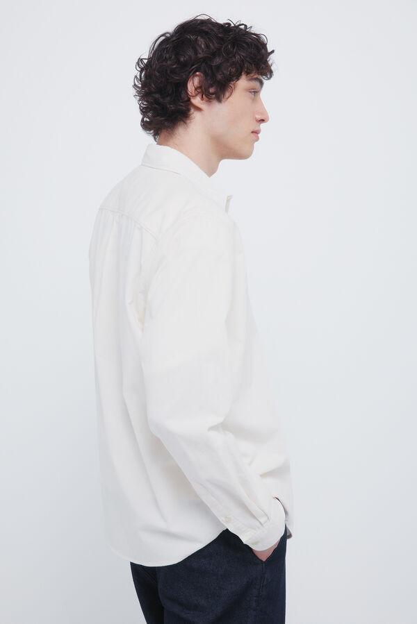 Springfield Camisa de micro veludo cotelê branco