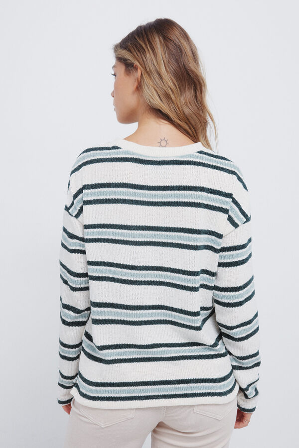 Springfield Camisola chenille risca dupla verde