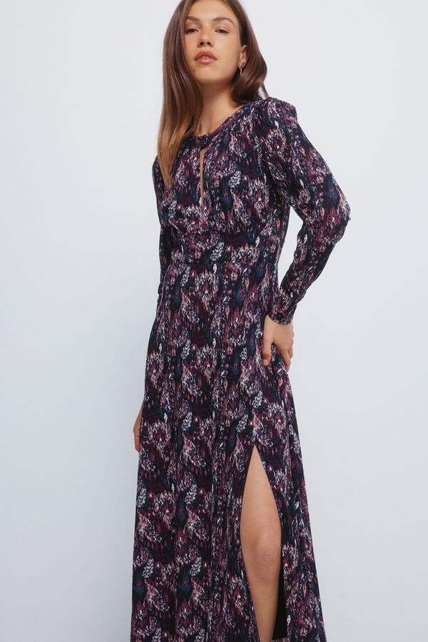 Springfield Vestido midi estampado com decote gargantilha estampado