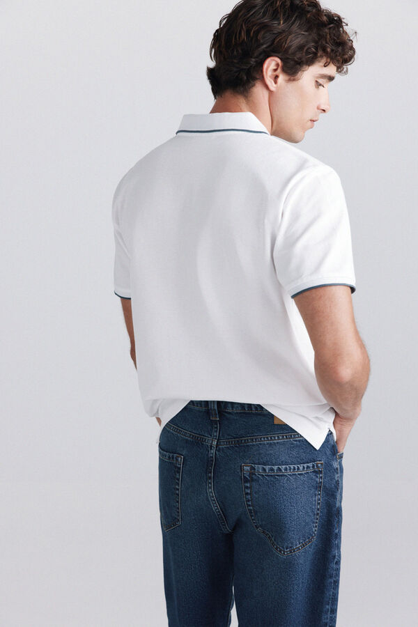 Springfield Polo piqu&eacute; com contrastes slim fit branco