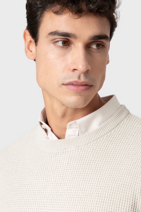 Celopman Camisola b&aacute;sica gola redonda bege