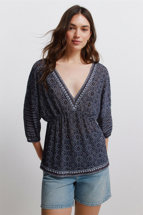 Springfield T-shirt manga morcego azul