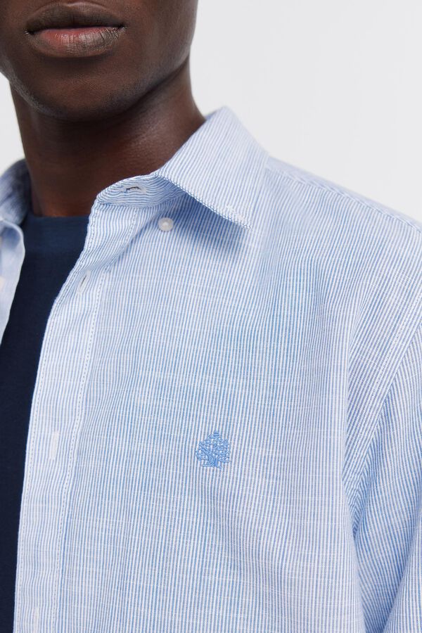 Springfield Camisa leve micro riscas azul