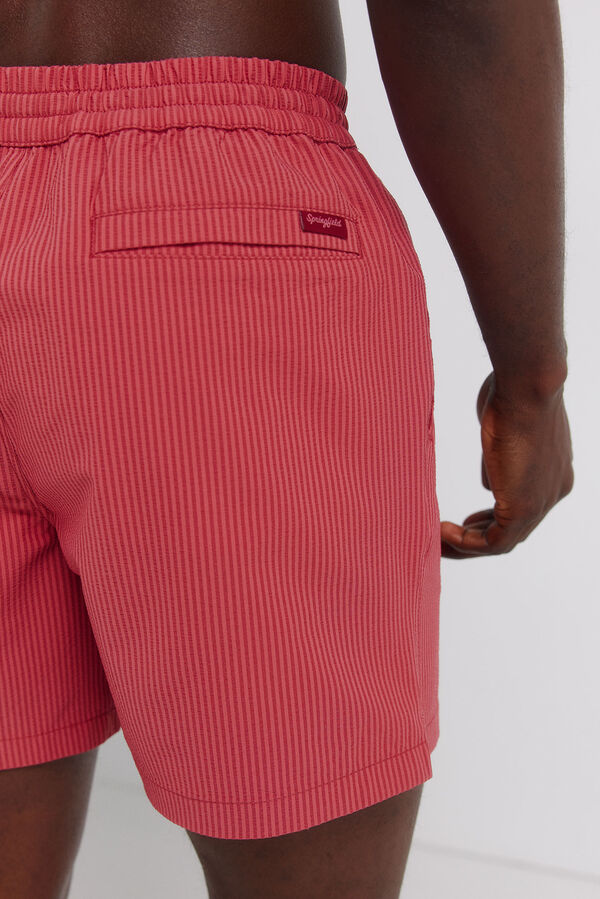 Springfield Fato de banho seersucker &agrave;s riscas vermelho