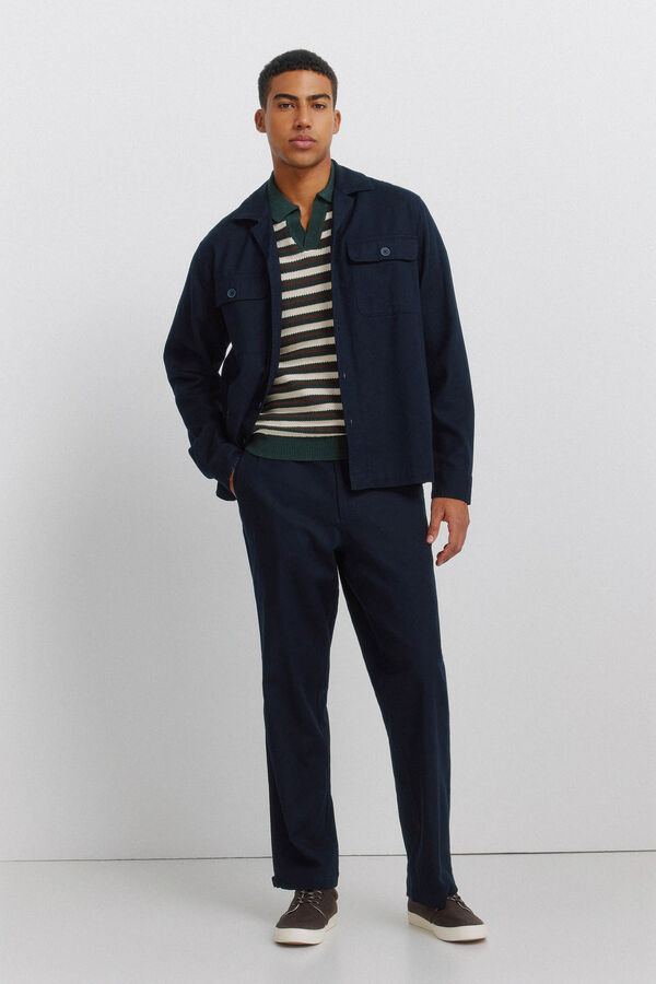 Springfield Sobrecamisa algod&oacute;n slub azul