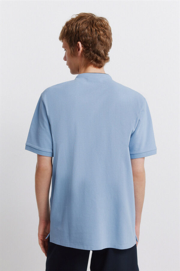 Springfield Polo em piqu&eacute; gola mao slim fit azul