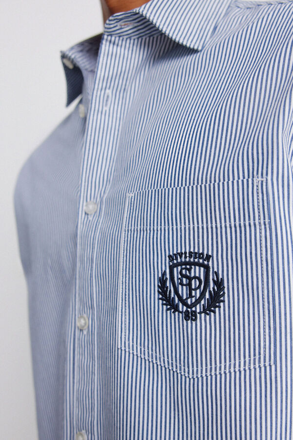 Springfield Camisa &agrave;s riscas com bordado no bolso azul