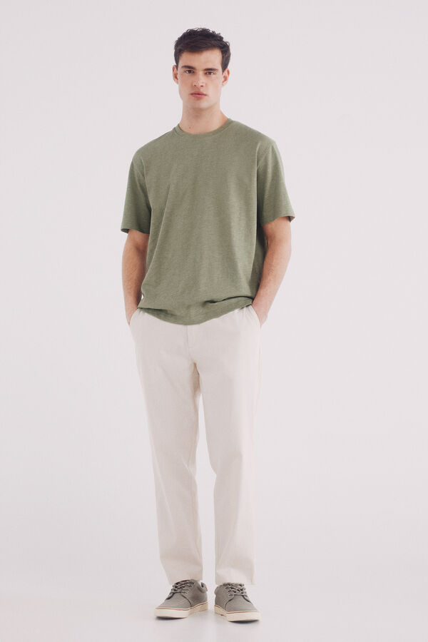 Springfield T-shirt algodão slub bege