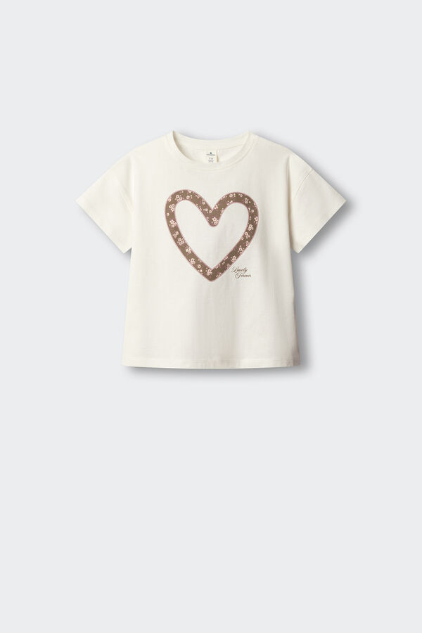 Springfield Kids T-shirt de manga curta cora&ccedil;&atilde;o menina branco
