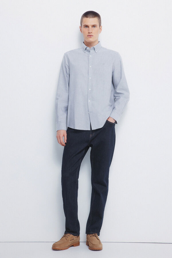 Springfield Camisa Tencel Oxford cinzento
