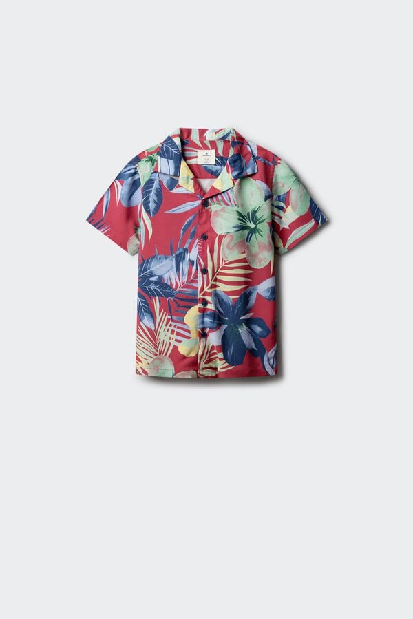 Springfield Kids Camisa de manga curta com flores para menino vermelho