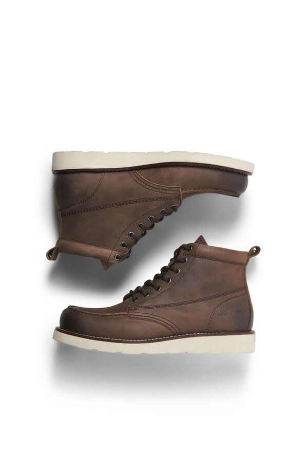 Jack & Jones Botins de couro com sola de borracha castanho