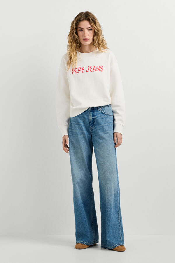 Pepe Jeans Sweatshirt gola redonda logo bege