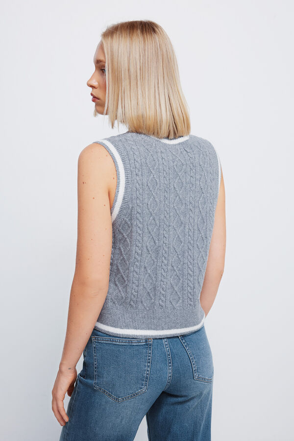 Springfield Malha de colete bordado cereja cinzento