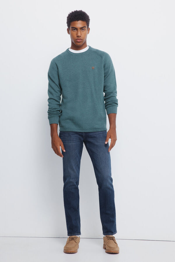 Springfield Camisola liso de gola alta azul