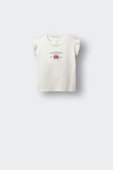 Springfield Kids T-shirt de manga curta com bandeira para menina bege