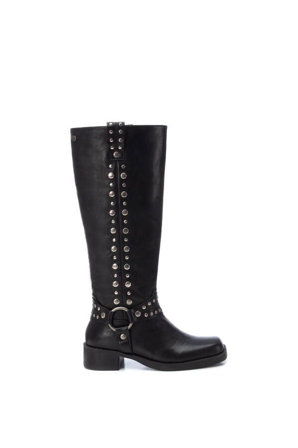 Springfield Biker style boot with studs and square last black