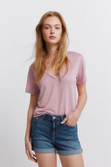 Springfield T-shirt de manga curta gola em bico rosa