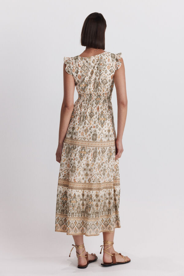 Springfield Vestido midi estampado sanefa castanho
