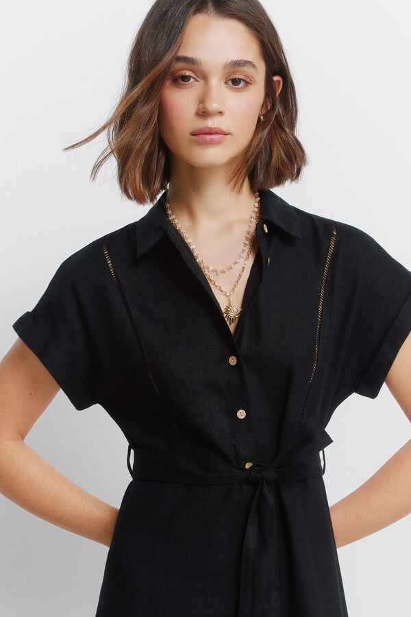 Springfield Linen shirt dress black